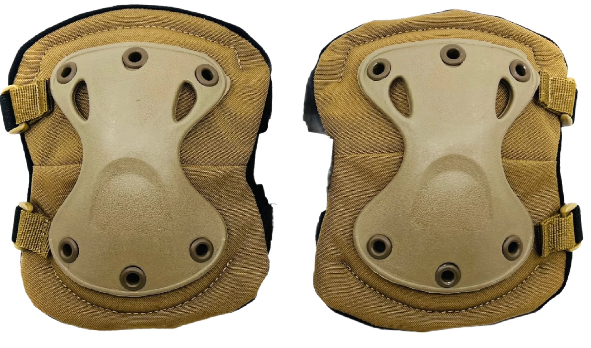A pair of Shadow Strategic XPD elbow pads with Coyote, Sand and Tan accents.