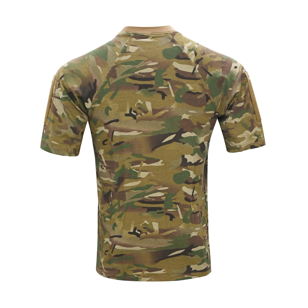 A short-sleeve crewneck t-shirt with a classic UTP multi-terrain camouflage pattern, shown from the back on a solid white background