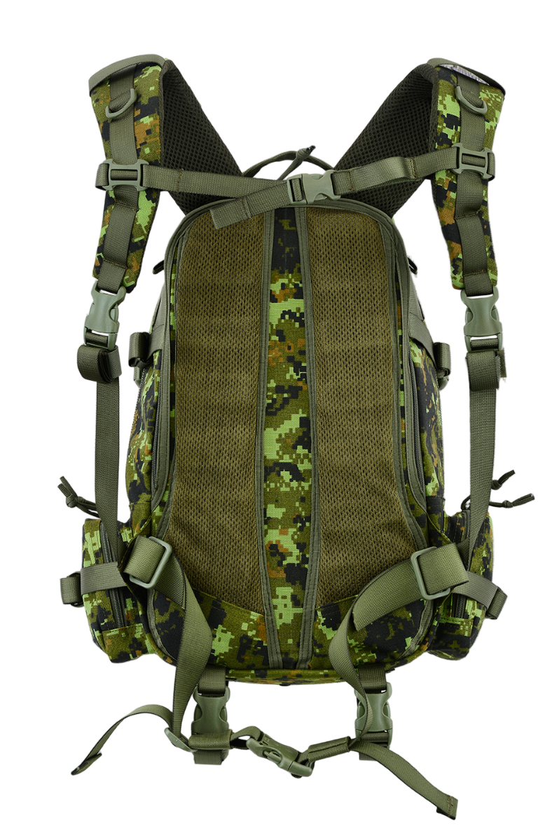 Backside of advance field backpack in CADPAT / Estonian Digital camo.