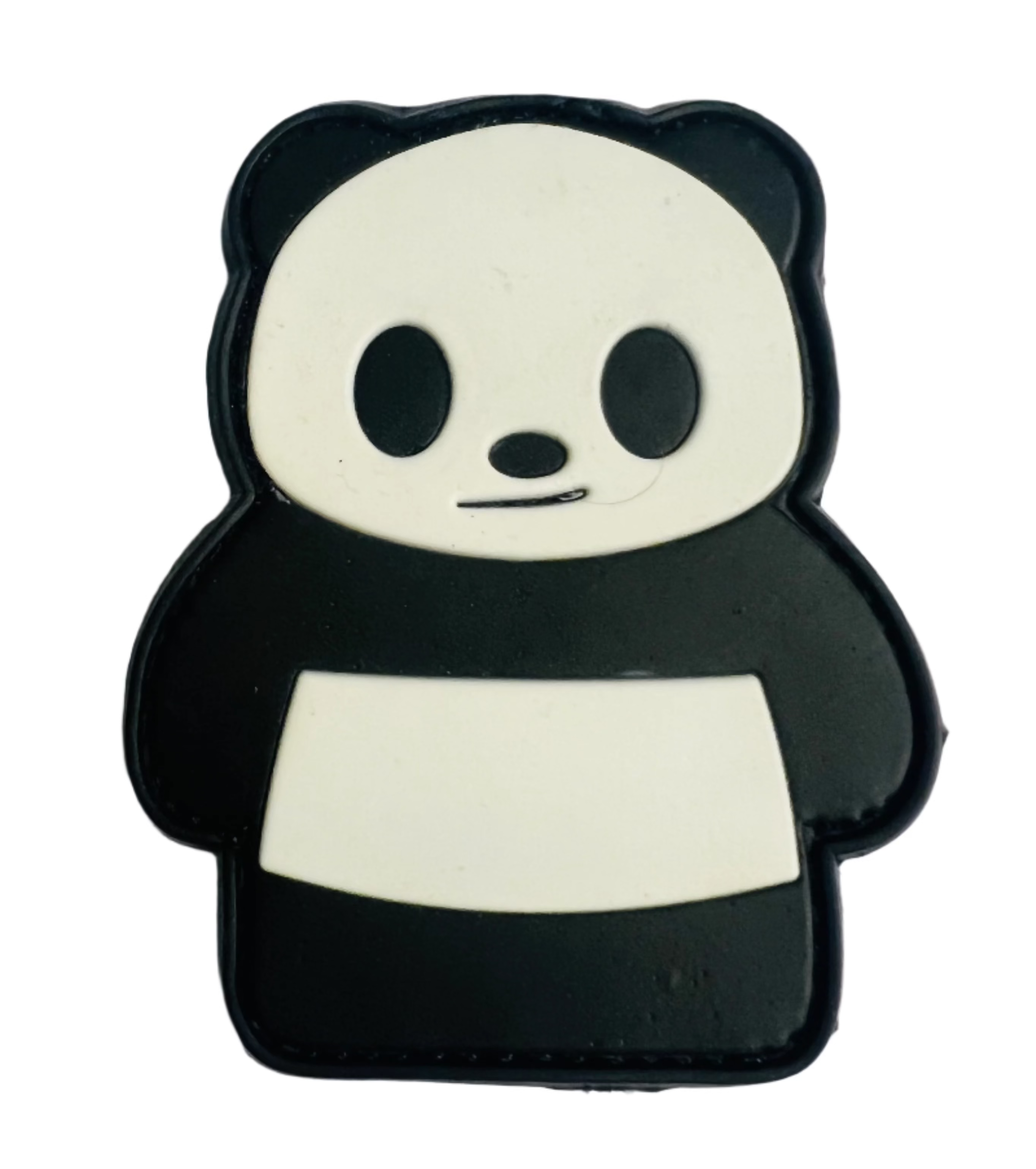 Panda-shaped PVC Patch on a white background