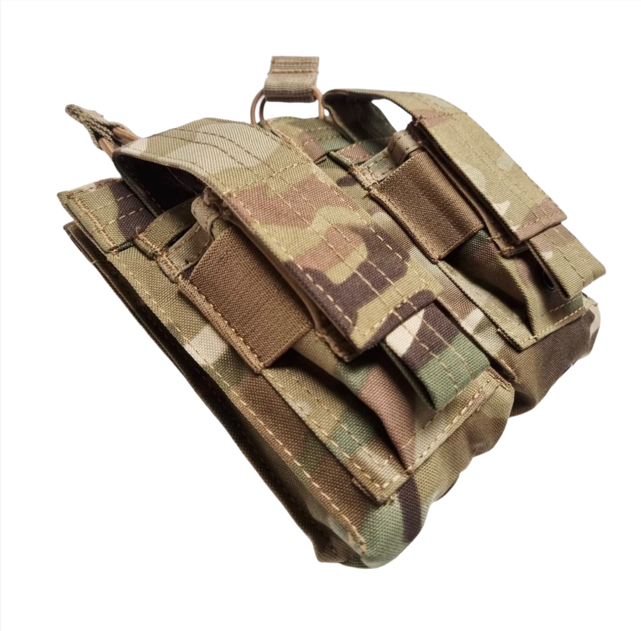SHS - 22088 AK/9mm DOUBLE OPEN-TOP MAG POUCH MULTICAM SIDE VIEW
