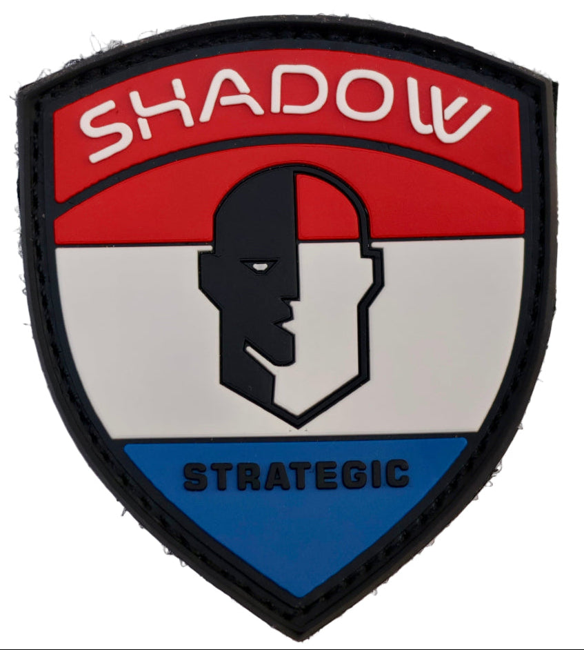 Croatia Flag PVC Patch Shield-shaped patch with 'Shadow Strategic' text and logo on a white background