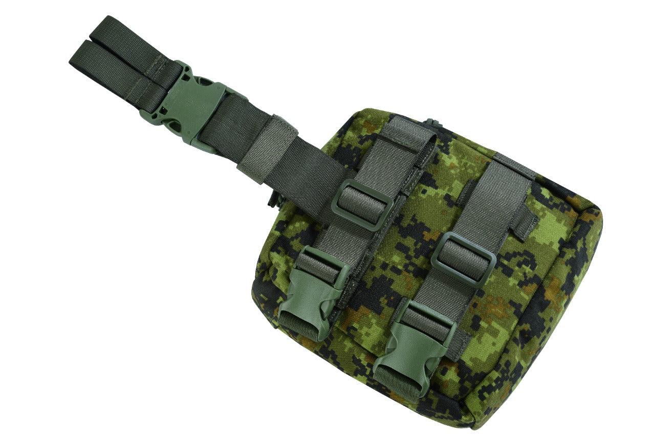 Tactical Zone SHE-843 DROP LEG DUMP POUCH Woodland Digi Camo Backside