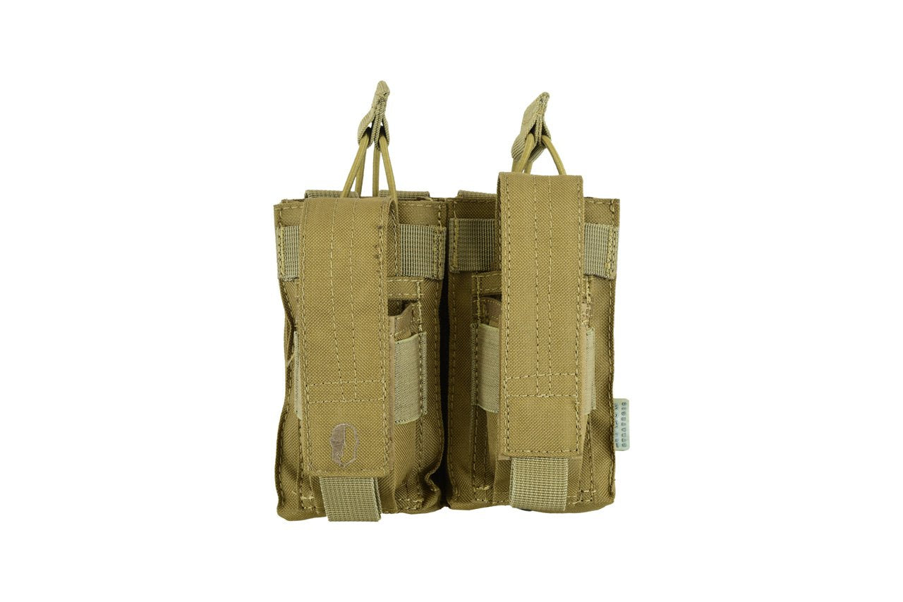 SHS - 22088 AK/9mm DOUBLE  OPEN-TOP MAG POUCH TAN